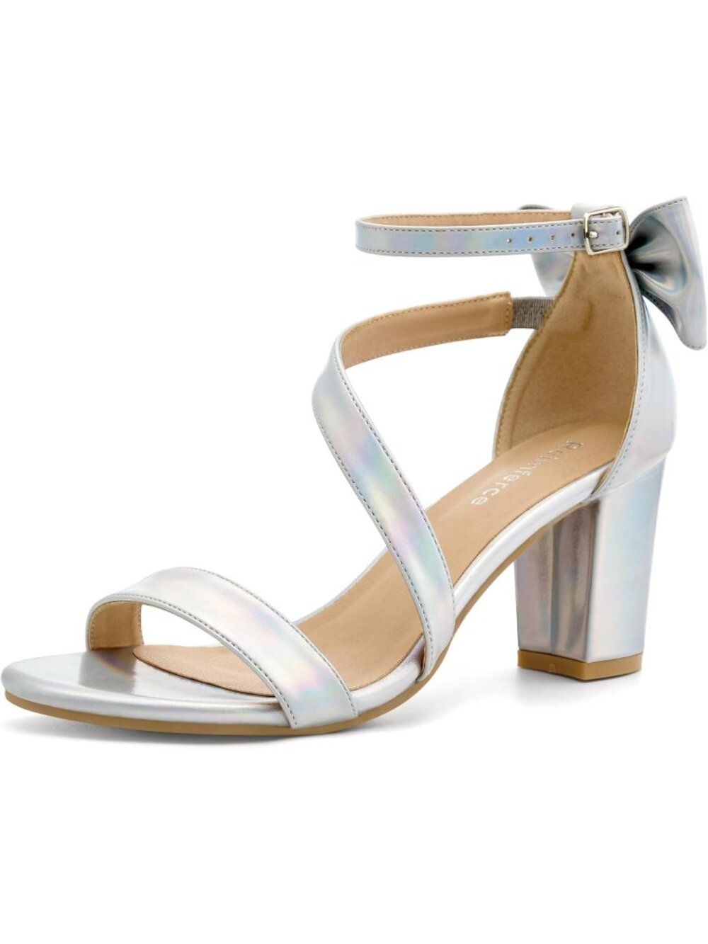 Women's Silver Comfortable Heel Slip On Wedding No Blisters & Sore Feet Shoes